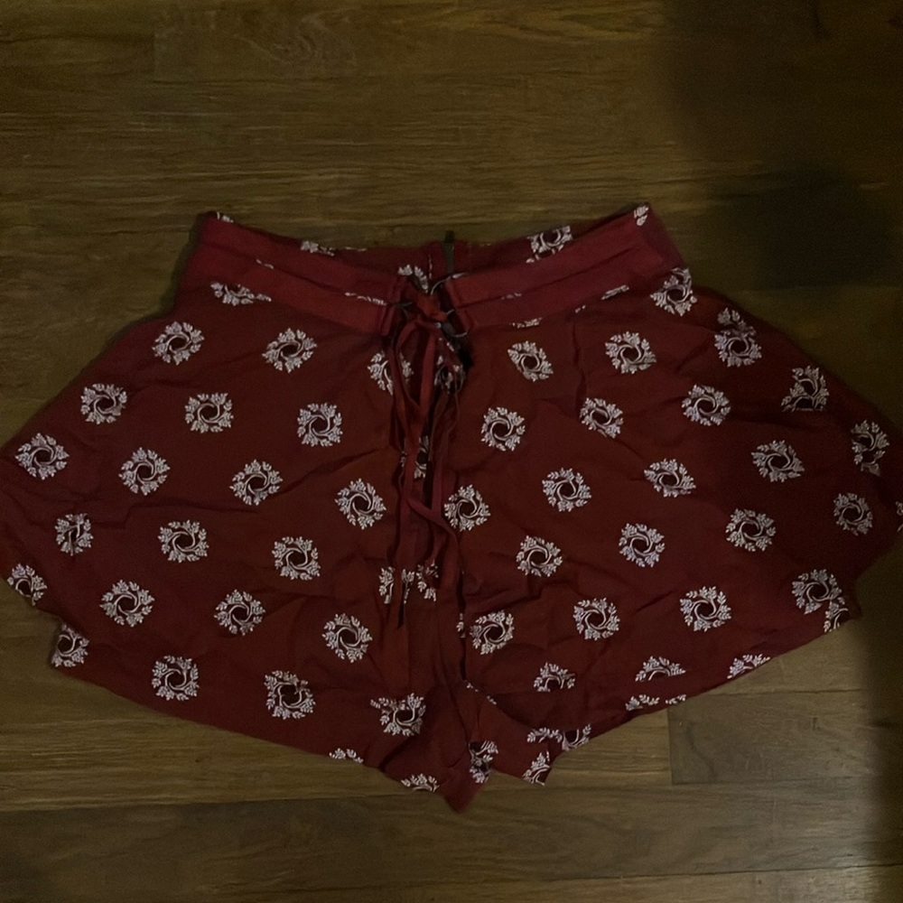 Free People High Waist Red and White Shorts